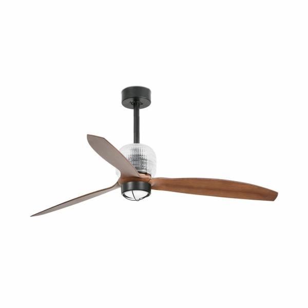 VENTILADOR DECO FAN 1280mm NEGRO PALAS MADERA 17W 3000K