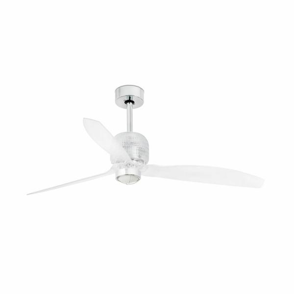 VENTILADOR DECO FAN 1280mm CROMO 3 PALAS TRANSPARENTES 17W 3000K