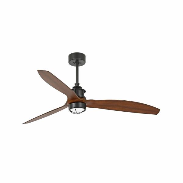 VENTILADOR JUST FAN 1280mm NEGRO PALAS MADERA OSCURA 17W 3000K