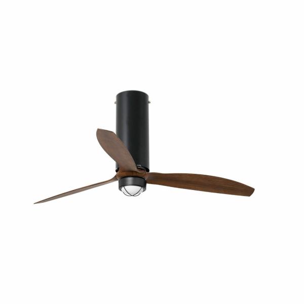 VENTILADOR TUBE FAN 1280mm NEGRO MATE PALAS MADERA 17W 3000K