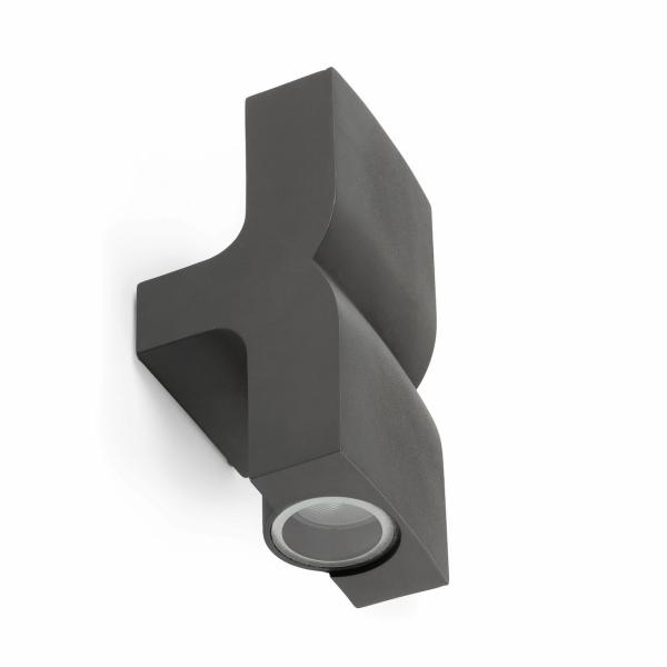 APLIQUE KLAMP 2xGU10 ALUMINIO DIFUSOR CRISTAL GRIS OSCURO