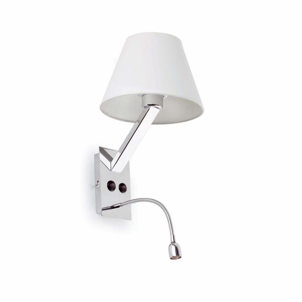 APLIQUE CON LECTOR LED MOMA-2 E27 METLICO TXTIL BLANCO