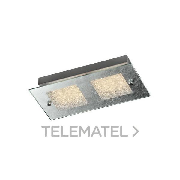 PLAFN 1129 2 LUCES 8W 3000K ALUMINIO CRISTAL PLATA