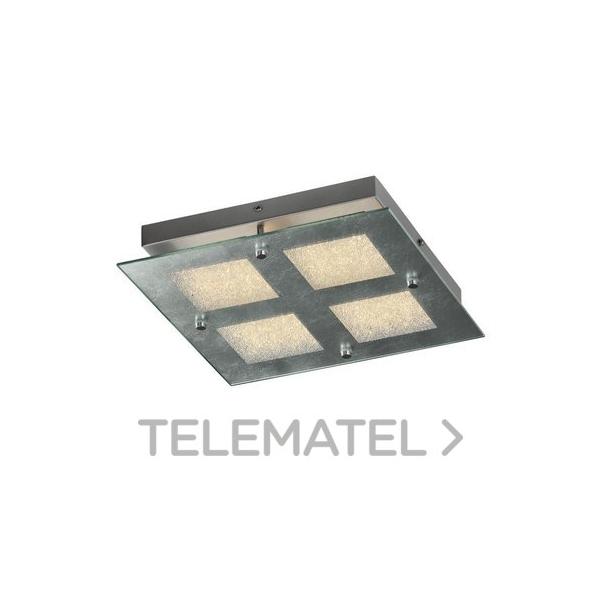 PLAFN 1129 4 LUCES 12W 3000K ALUMINIO CRISTAL PLATA