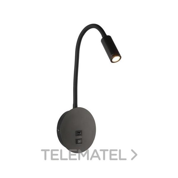 APLIQUE LECTOR LED CIA 804 CON USB NEGRO