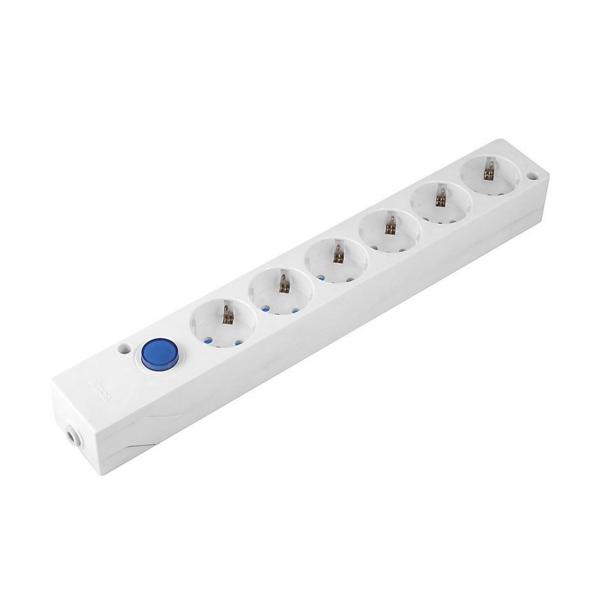 BASE MULTIFIX CON 6 TOMAS INTERRUPTOR BLANCO