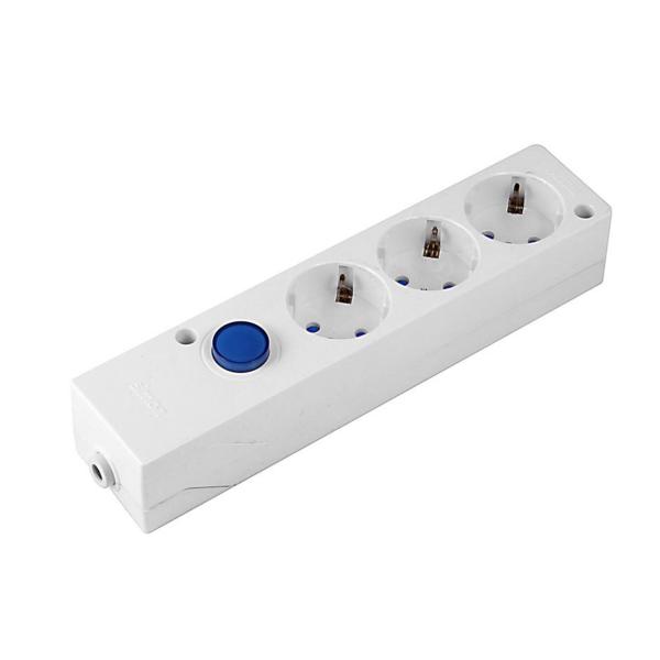 BASE MULTIFIX CON 3 TOMAS INTERRUPTOR BLANCO