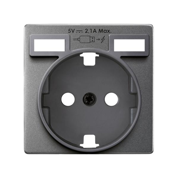 Tapa para la base de enchufe schuko con 2 cargadores USB tipo A 10,5W titanio Simon 82 Concept