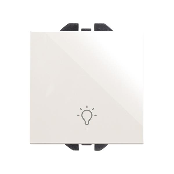 Pulsador con grabado luz 10A 230V~ y sistema de embornamiento rápido blanco Simon 270