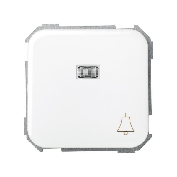 Pulsador con grabado campana 10 A 250V~, luminoso incorporado y sistema de embornamiento rápido blanco Simon 31