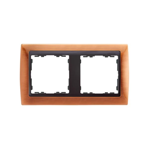 Marco para 2 elementos cobre viejo interior grafito Simon 82