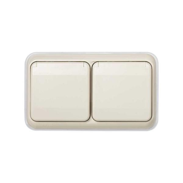 TAPA SIMON 44 CON MARCO EMPOTRAR 2 ELEMENTOS IP54 BEIGE