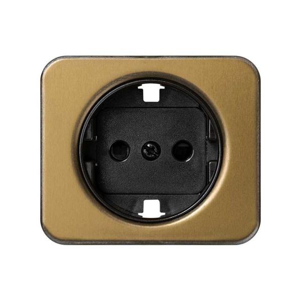 TAPA ENCHUFE 2 POLOS+TOMA TIERRA SCHUKO+SEGURIDAD SIMON 75 BRONCE