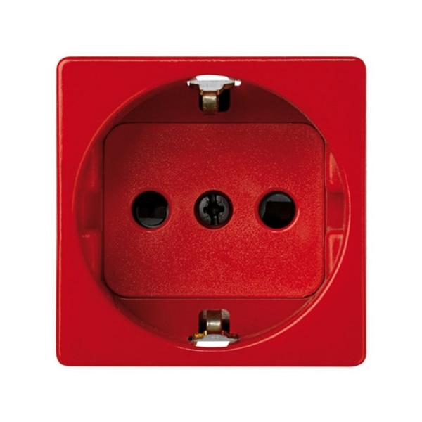 BASE SIMON 27 2P TT LATERAL SCHUKO CON OBTURADOR DE SEGURIDAD ROJO