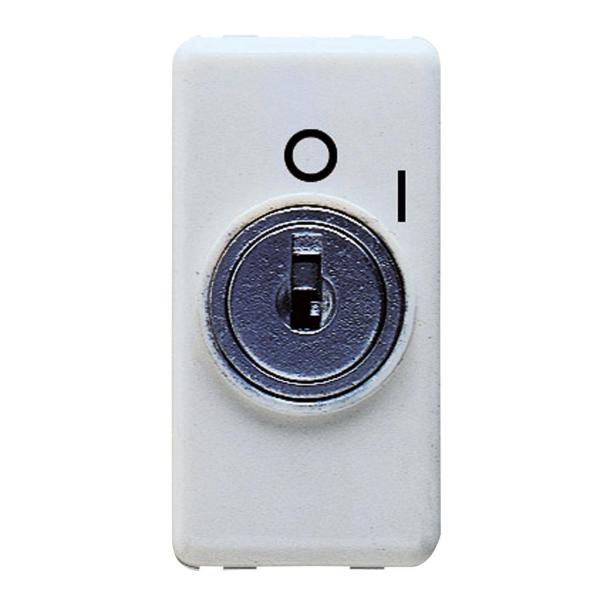 PULSADOR 2P 250V AC NA DE 10A TECLA CON LLAVE SÍMBOLO 0/1 1 MÓDULO BLANCO