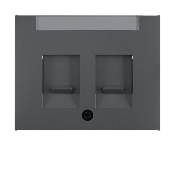 PLACA CENTRAL CON PERSIANA PORTARÓTULOS CON 2 MÓDULOS K1 ANTRACITA