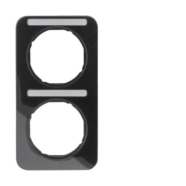 MARCO R1 CON 2 ELEMENTOS VERTICALES CON PORTAETIQUETAS NEGRO BRILLO