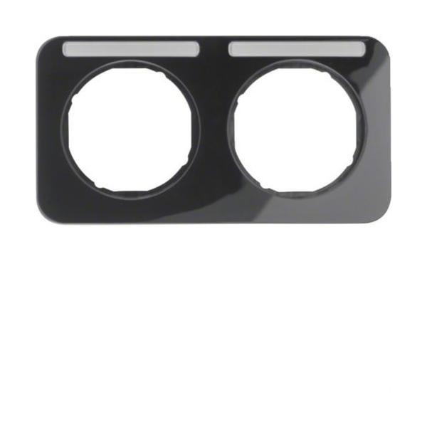 MARCO R1 CON 2 ELEMENTOS HORIZONTALES PORTAETIQUETAS NEGRO BRILLO