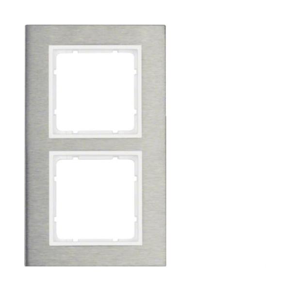 MARCO B7 CON 2 ELEMENTOS VERTICALES INOXIDABLE BLANCO POLAR MATE