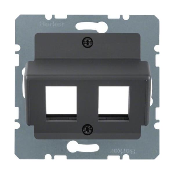 PLACA PARA 2 CONECTORES MODULARES FIBRA ÓPTICA B1/B3/B7/K1 ANTRACITA
