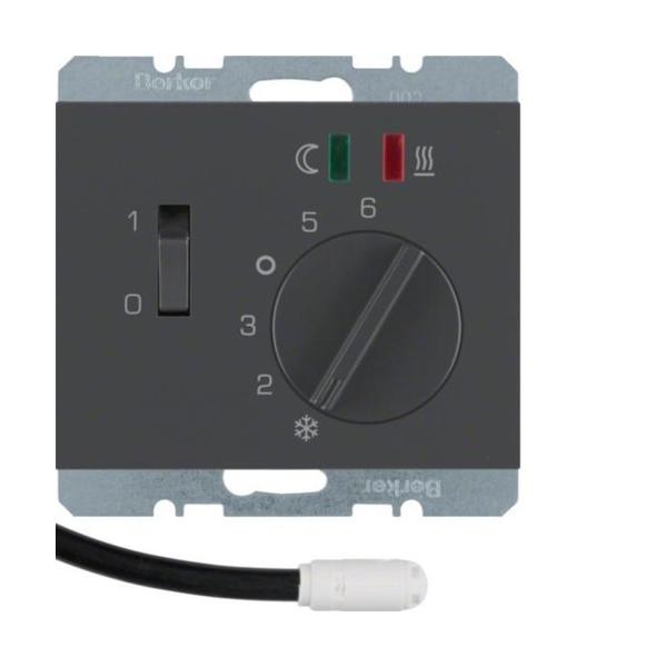 PLACA TERMOSTATO SUELO RADIANTE INTERRUPTOR+LENTE MECANISMO K1 ANTRACITA