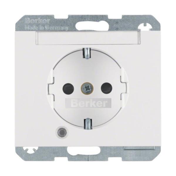 TOMA CORRIENTE SCHUKO K1 PORTAETIQUETAS BLANCO POLAR BRILLO