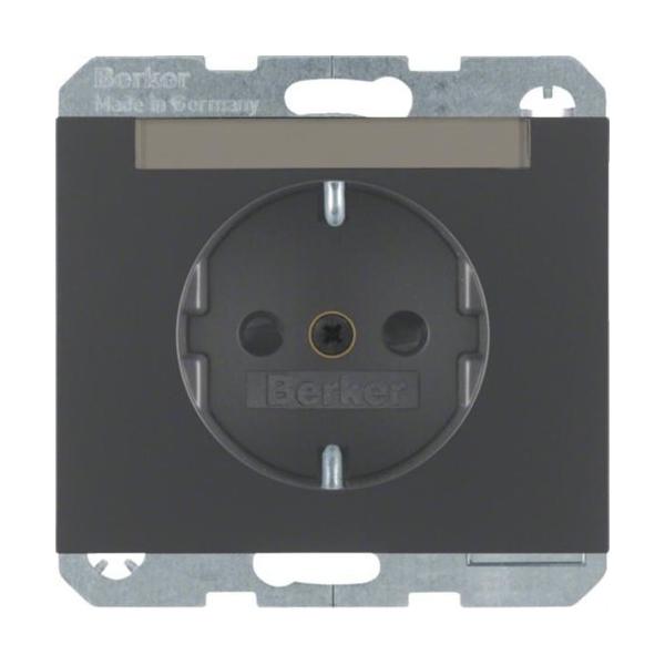 TOMA CORRIENTE CON PORTARÓTULO RÁPIDO CON DISPOSITIVO K1 ANTRACITA