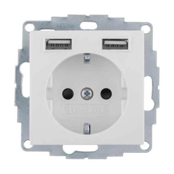 TOMA SCHUKO/USB S.X/B.X BLANCO BRILLO