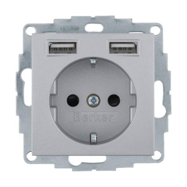 TOMA SCHUKO/USB S.X/B.X ALUMINIO