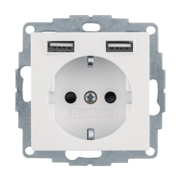 TOMA SCHUKO/USB Q.X BLANCO POLAR