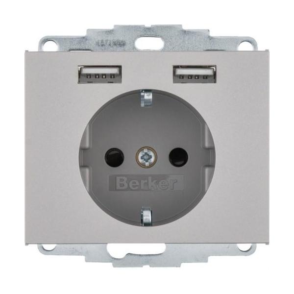 TOMA SCHUKO/USB K.X ACERO INOXIDABLE