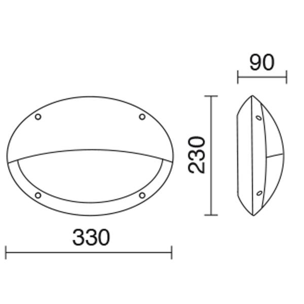 APLIQUE TEIA HORIZONTAL HOOD IP66 E27 23W NEGRO