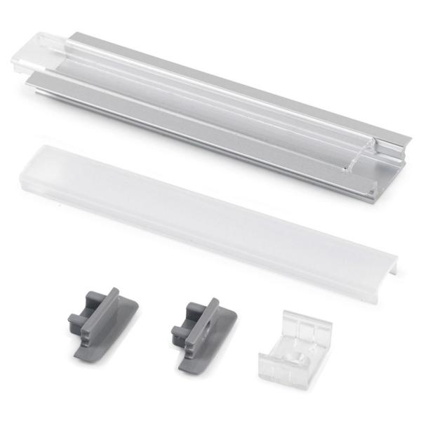 PERFIL ALUMINIO EMPOTRABLE ANODIZADO+DIFUSOR OPAL+TAPAS+FIJACIONES