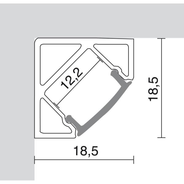 PERFIL ALUMINIO ESQUINA 18,5x18,5 ANODIZADO+TAPAS+FIJACIONES