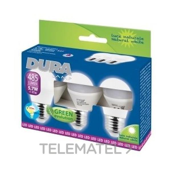 LMPARA LED TRIPACK SFERA E27 5,7W 230V LUZ NATURAL