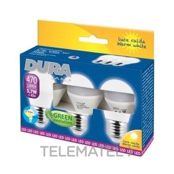 LMPARA LED TRIPACK SFERA E27 5,7W 230V LUZ CLIDA