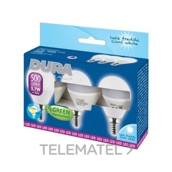 LMPARA LED TRIPACK SFERA E14 5,7W 230V LUZ FRA