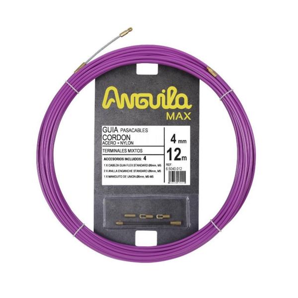 PASACABLES ANGUILA MAX 4mm ACERO / NYLON 12m LILA