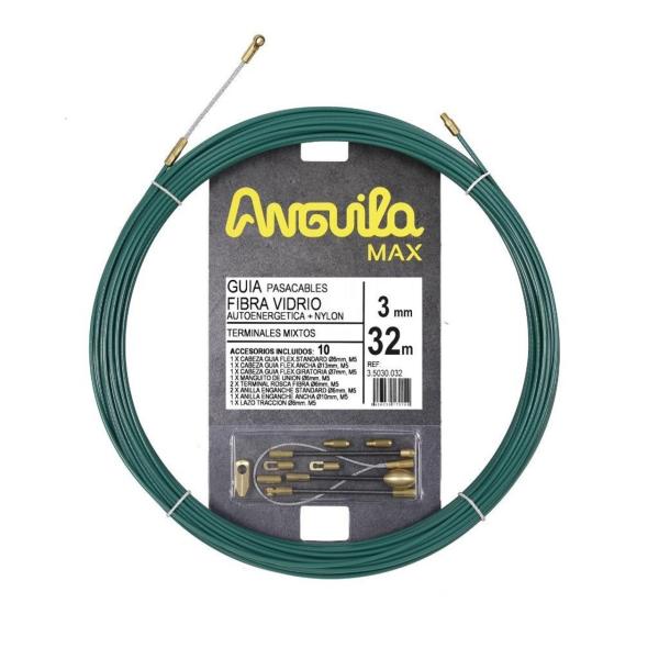 PASACABLES ANGUILA MAX 3mm FIBRA DE VIDRIO / NYLON 32m VERDE