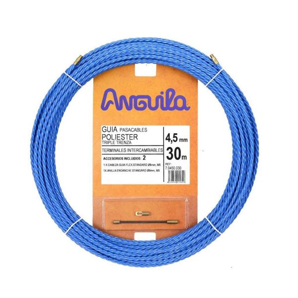 PASACABLES POLIÉSTER TRIPLE TRENZA DIÁMETRO 4,5mm 30m AZUL