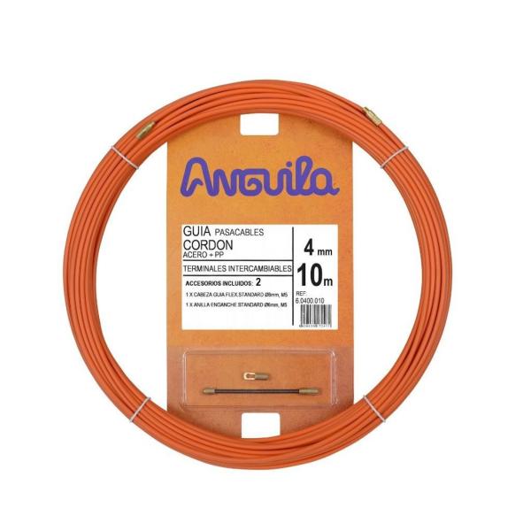 PASACABLES CORDÓN ACERO / POLIPROPILENO 4mm 10m NARANJA