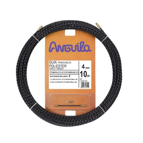 PASACABLES POLIÉSTER TRIPLE TRENZA DIÁMETRO 4mm 10m NEGRO