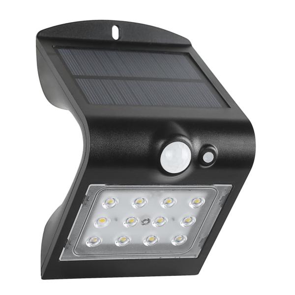 APLIQUE SOLAR 1,5W 220LM 4000K ÁNGULO DE DETECCIÓN 120º NEGRO