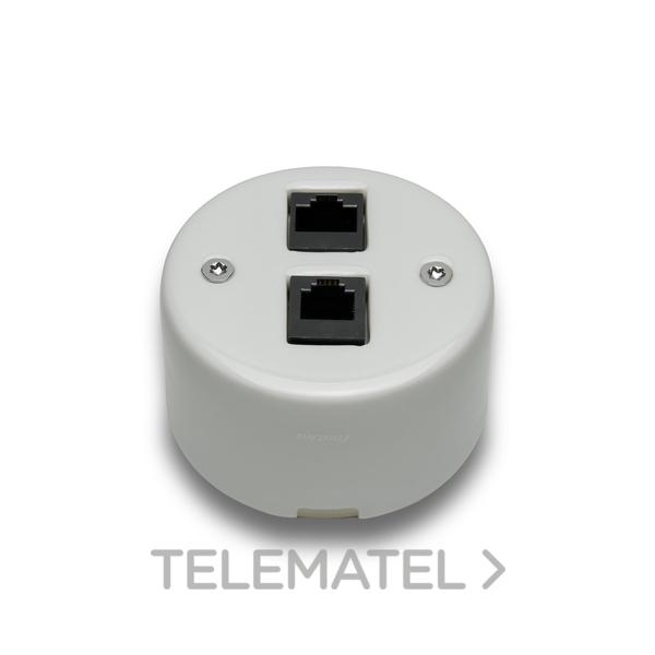 TOMA TELÉFONO DO 6 VÍAS + RJ45 SUPERFICIE PORCELANA BLANCO (PACK)