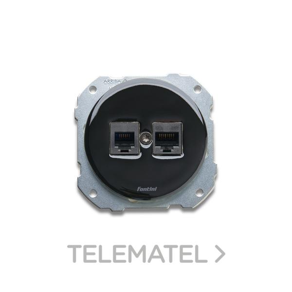 TOMA TELÉFONO DO 6 VÍAS + RJ45 EMPOTRAR PORCELANA NEGRO (PACK)