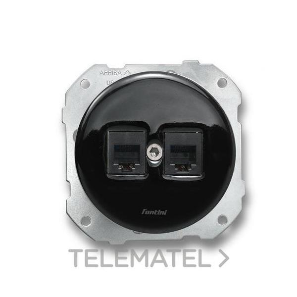 DOBLE TOMA TELÉFONO DO 6 VÍAS EMPOTRAR PORCELANA NEGRO (PACK)