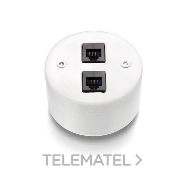 DOBLE TOMA TELÉFONO DO 6 VÍAS SUPERFICIE PORCELANA BLANCO (PACK)