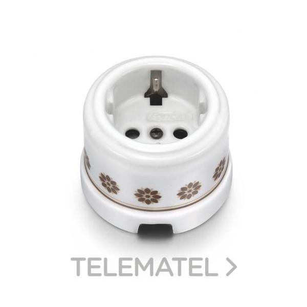 BASE ENCHUFE 2P TTL.16A 250V CARC.PORC.DECOR MR/ORO(PK.)