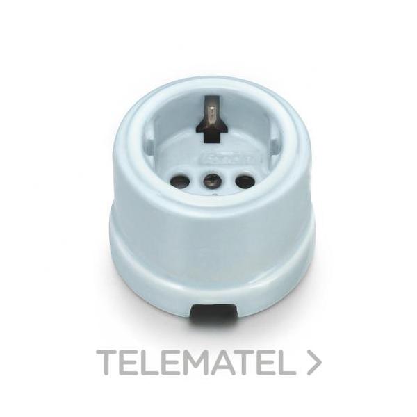 BASE ENCHUFE 2P TOMA TIERRA LATERAL 16A 250V CARCASA PORCELANA COTTON (PACK)