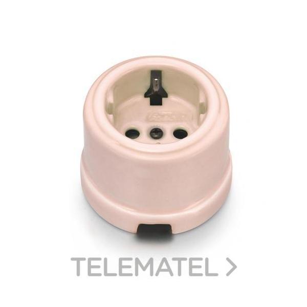 BASE ENCHUFE 2P TOMA TIERRA LATERAL 16A 250V CARCASA PORCELANA CAMILLE (PACK)